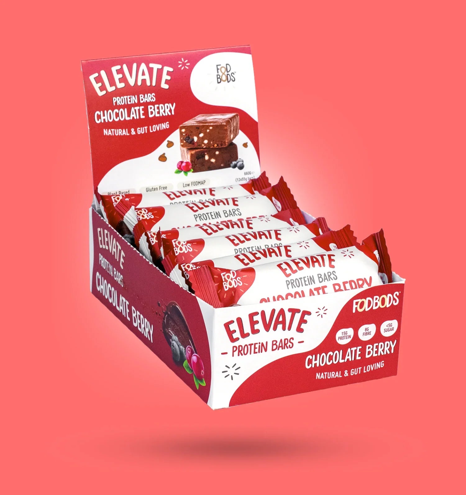 FOD BODS Bars Choc Berry ELEVATE Protein Bars 55g
